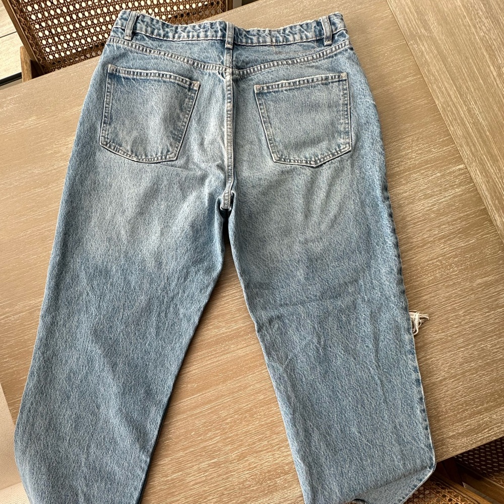 Zara Distressed Denim Blue Jeans Size 12 Baggy Fit - Picture 8 of 13